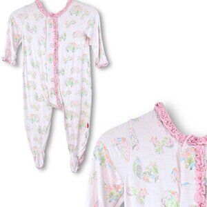 Magnetic Me Baby Girl Eden Woodland Floral Modal Ruffle Footie Sleeper 3-6m